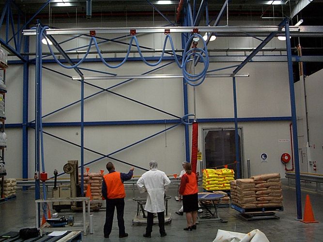 Bag Handling, Vacuum bag handling, Food processing gantry, separation of forklift and traffic