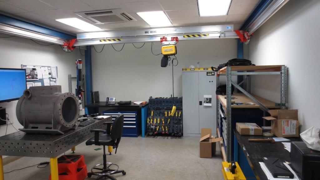 low headroom gantry and close coupled hoist offer maximum space