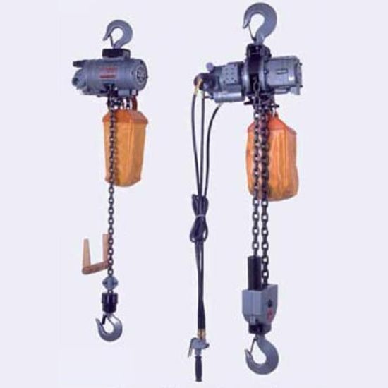 Pneumatic air chain hoist with pull cord and pendant control